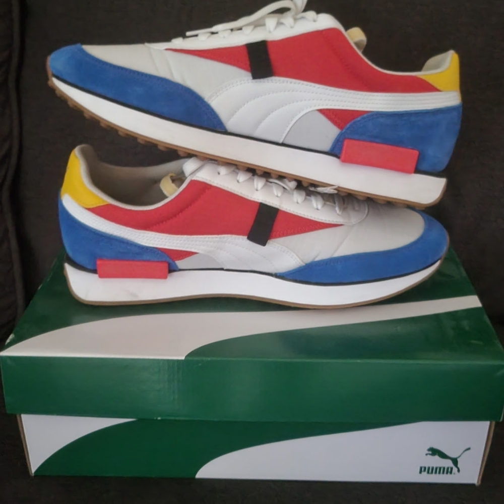 Puma Red and Blue Sneakers Retro Low-Top Design